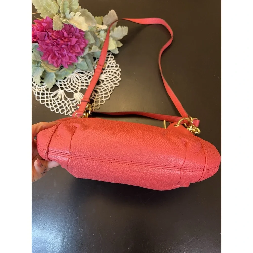 Michael Kors NWT Watermelon Coral Leather Tassle Charm Shoulder Handbag As‎ Is
